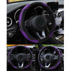 Black Purple Leather Car Steering Wheel Cover For Size 37-38 CM / 14.5-15