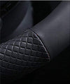 Black Purple Leather Car Steering Wheel Cover For Size 37-38 CM / 14.5-15